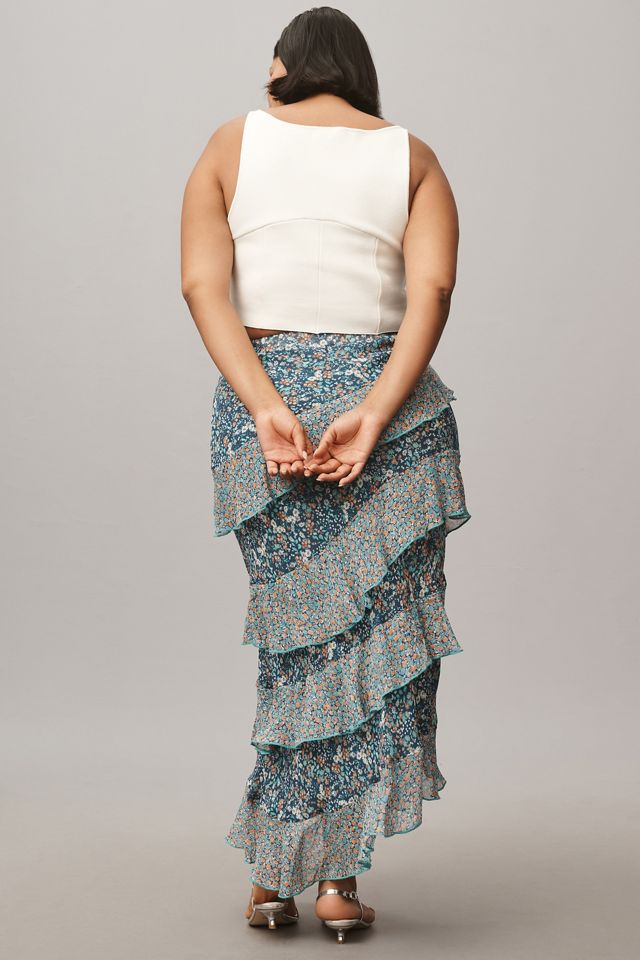 By Anthropologie Ruffle Flounce Maxi Skirt #5