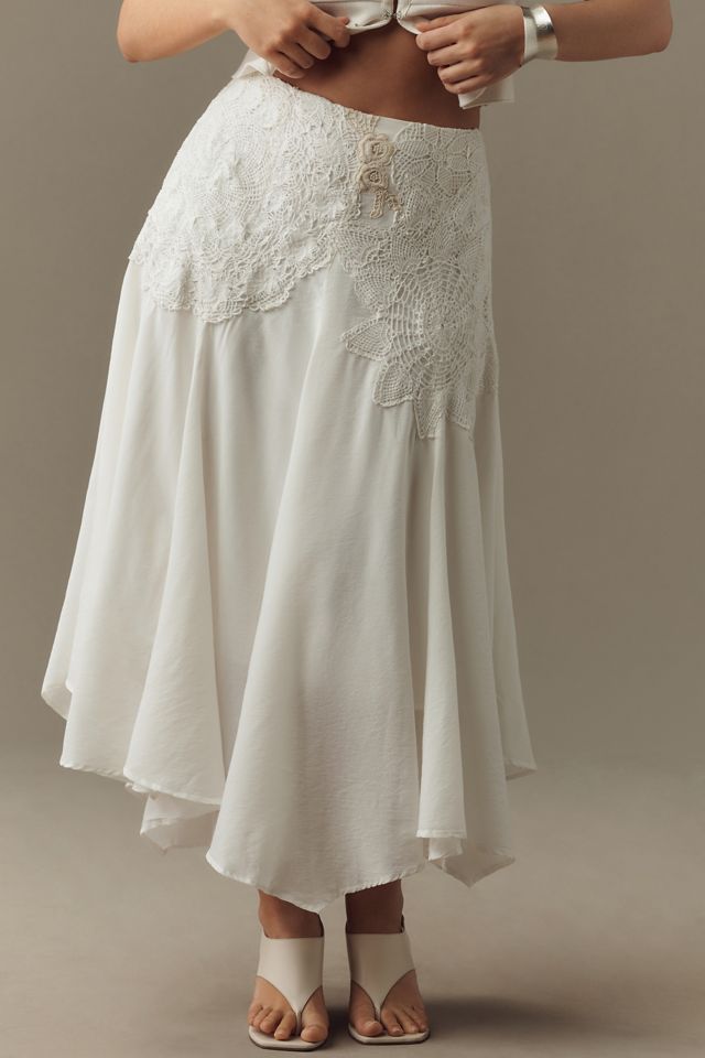 By Anthropologie Crafted Crochet Midi Skirt #6