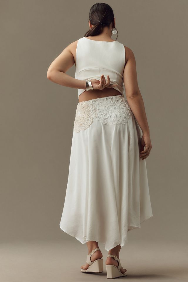 By Anthropologie Crafted Crochet Midi Skirt #7