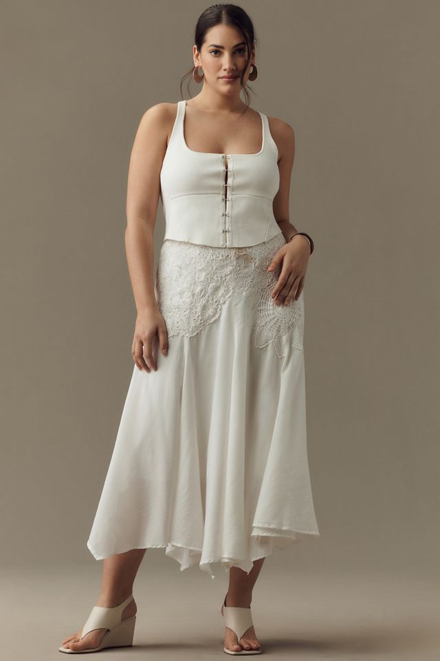 By Anthropologie Crafted Crochet Midi Skirt #5