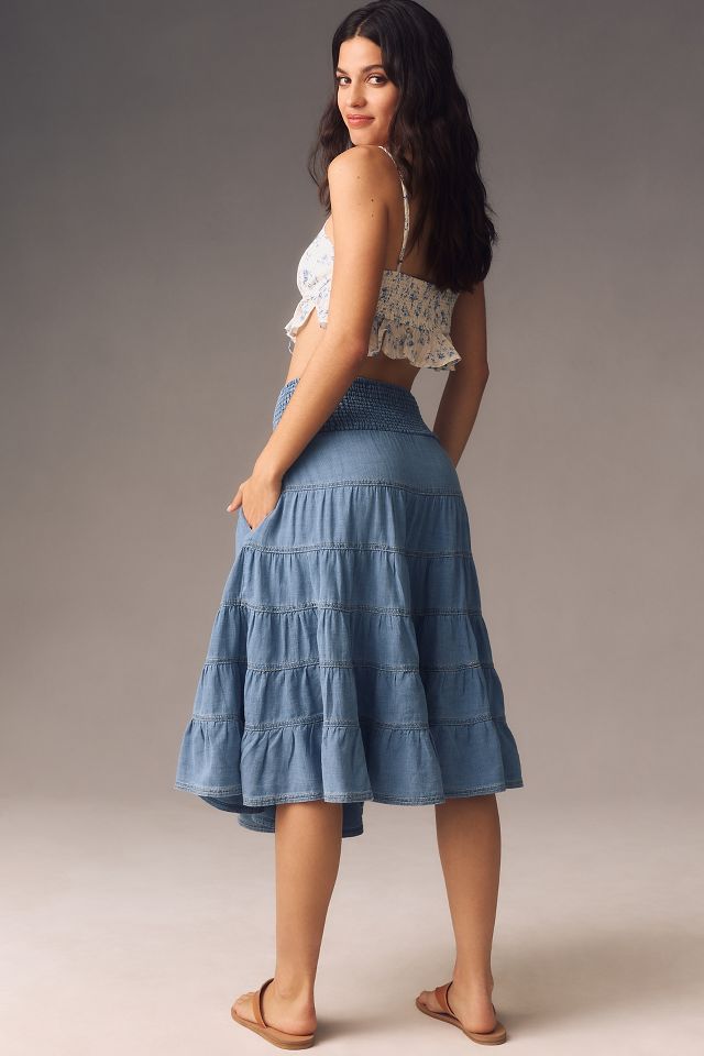 Pilcro Smocked Denim Maxi Skirt | Anthropologie