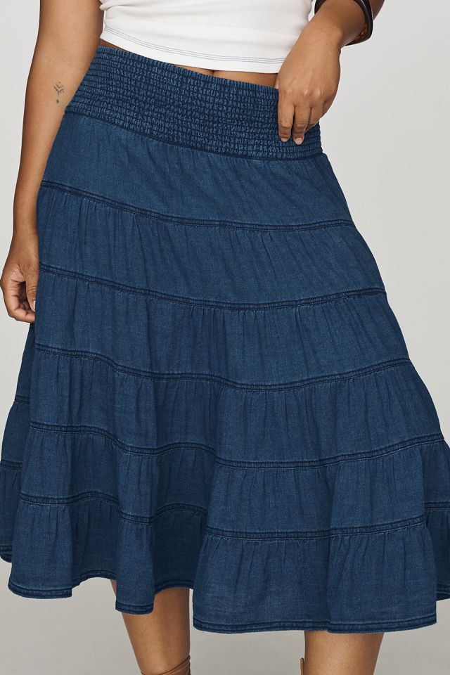 Pilcro Reese 100% Cotton Smocked Midi Skirt #6