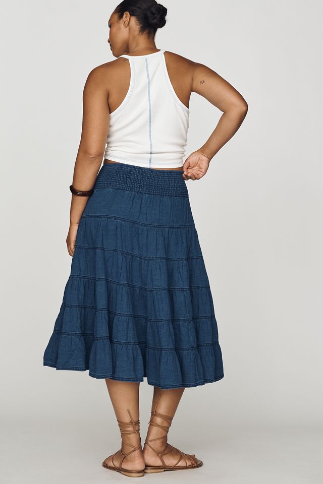 Pilcro Reese 100% Cotton Smocked Midi Skirt #7