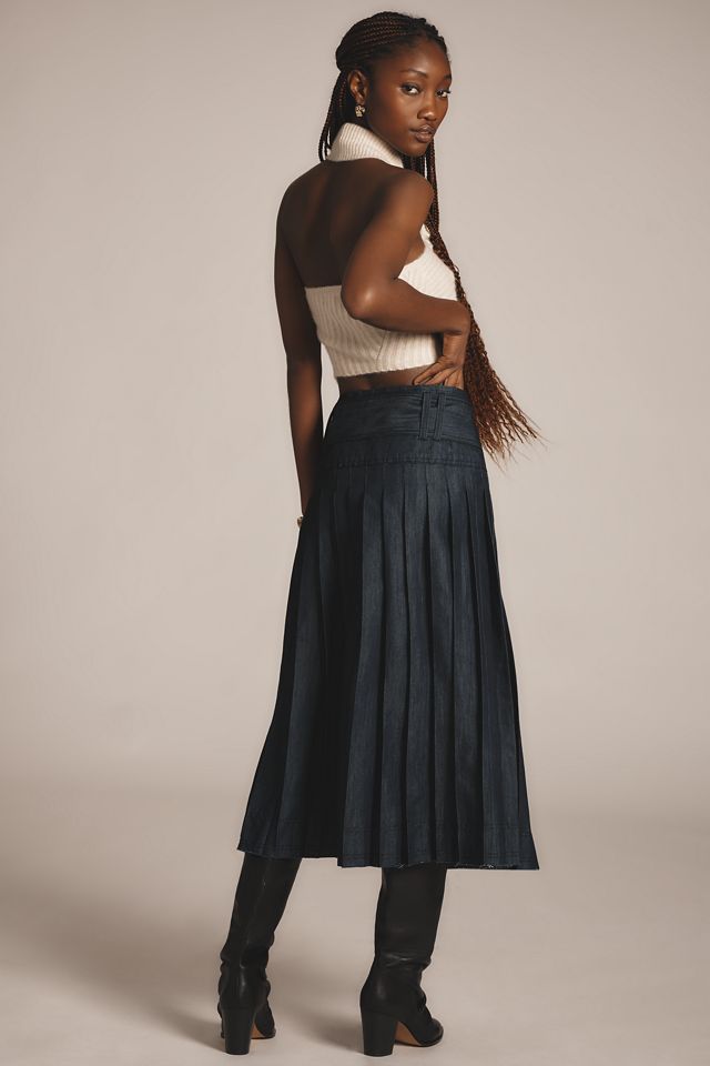 Pilcro Low-Slung Pleated Midi Skirt #2
