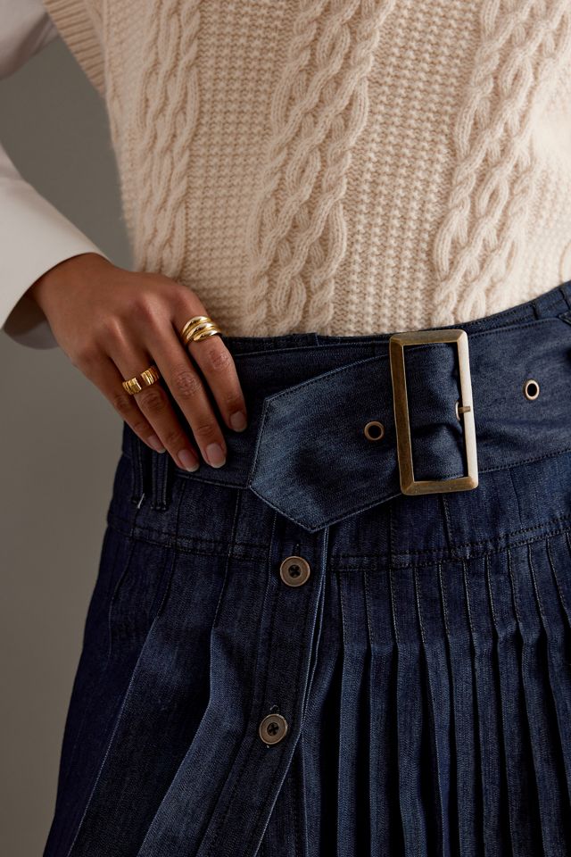 Pilcro Low-Slung Pleated Midi Skirt #7