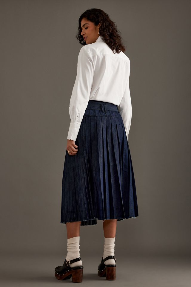 Pilcro Low-Slung Pleated Midi Skirt #8