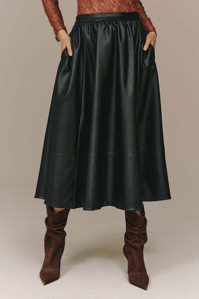 The Jacie Faux-Leather Printed Midi Skirt by Maeve #1