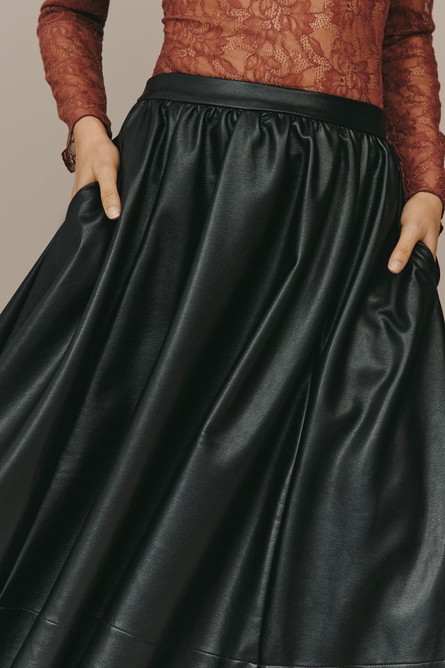 The Jacie Faux-Leather Printed Midi Skirt by Maeve #2