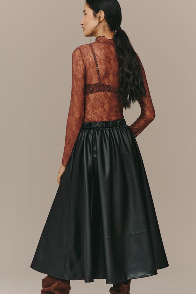 The Jacie Faux-Leather Printed Midi Skirt by Maeve #3