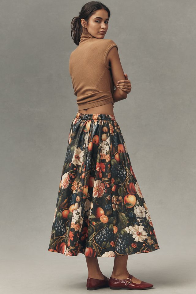 The Jacie Faux-Leather Midi Skirt by Maeve