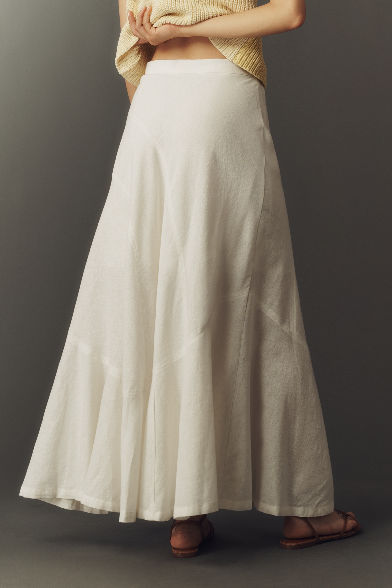 By Anthropologie Linen-Blend Mock Wrap Maxi Skirt