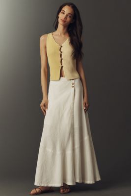 By Anthropologie Olivette Linen Cotton Maxi Skirt