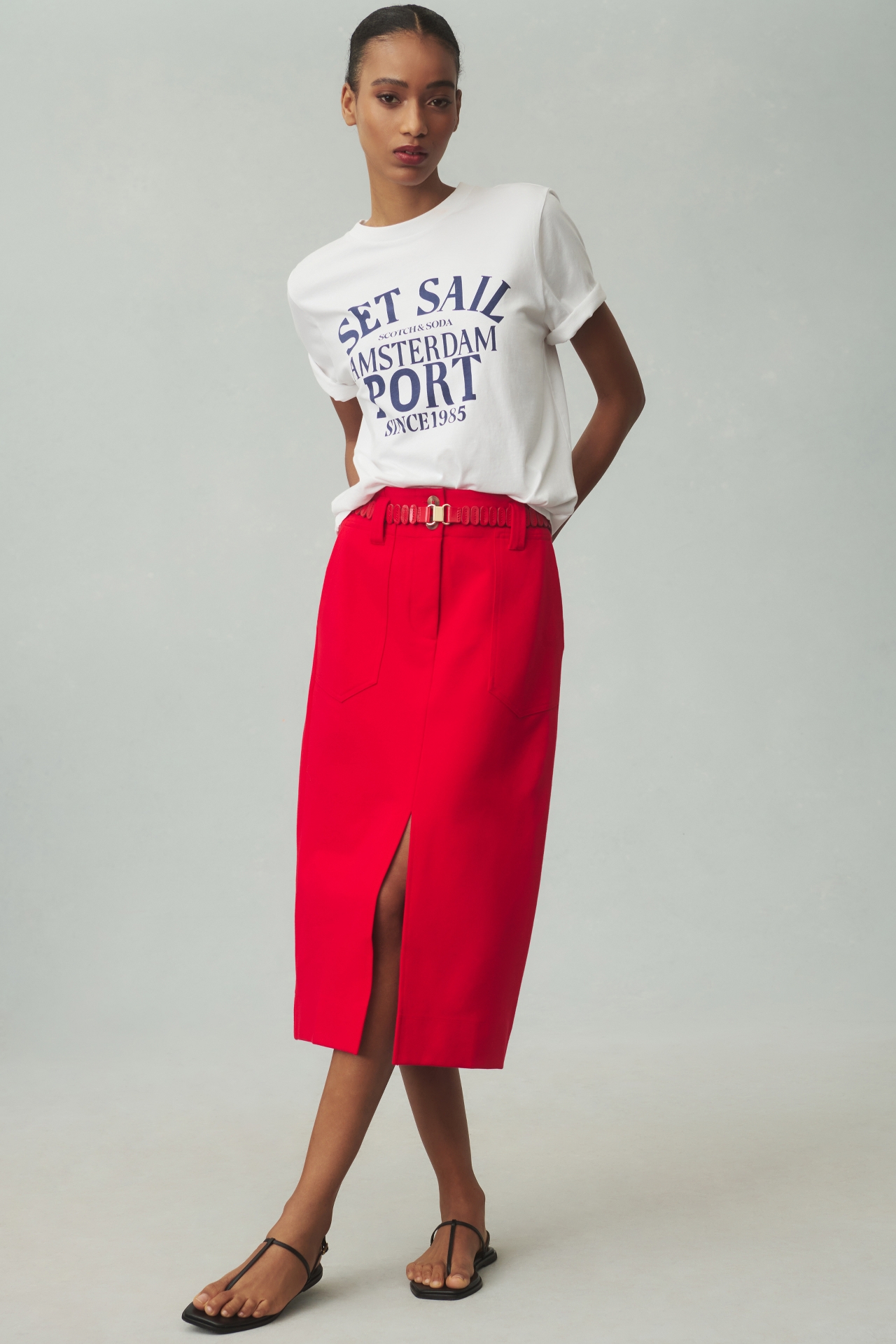 The Naomi High-Rise Pencil Midi Skirt