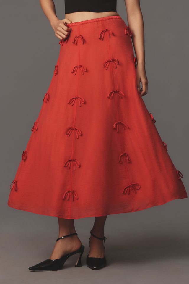 Hope for Flowers by Tracy Reese Linen Bow Midi Skirt #1