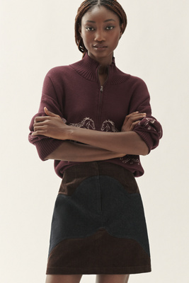Plenty By Tracy Reese Two-tone Corduroy Mini Skirt In Multicolor