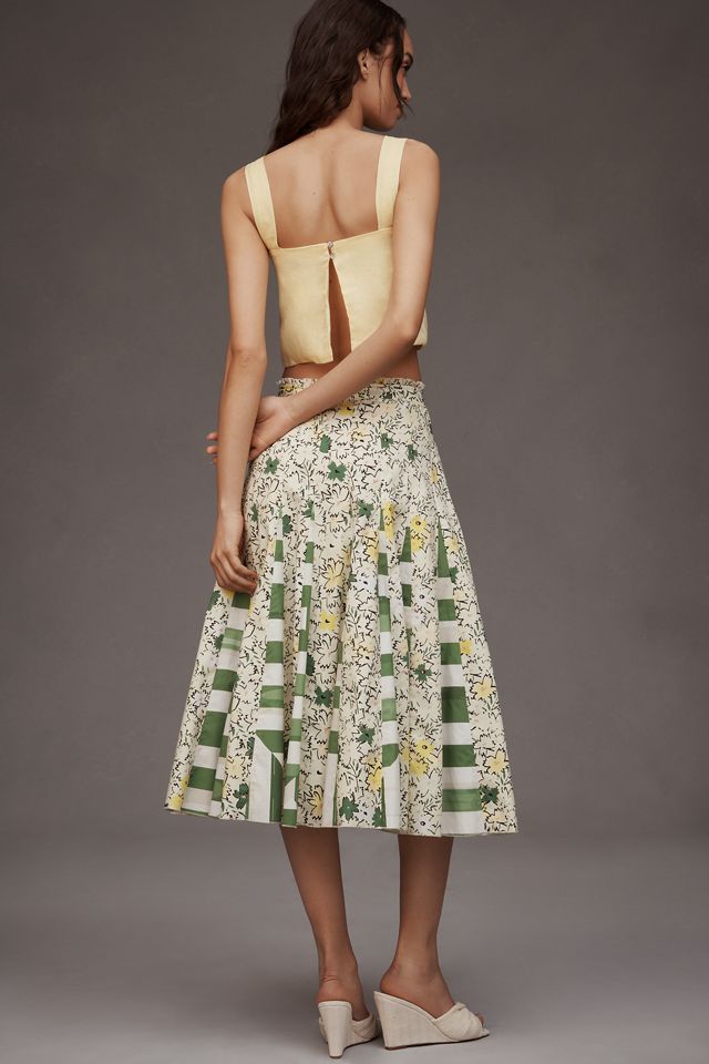 Hope for Flowers by Tracy Reese Patchwork Godet Pleated Midi Skirt #2