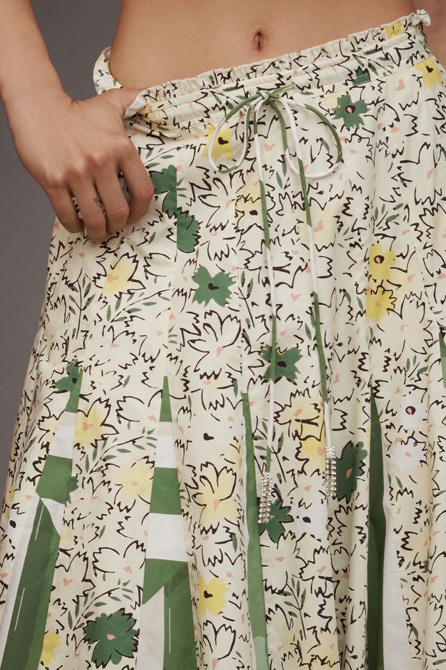 Hope for Flowers by Tracy Reese Patchwork Godet Pleated Midi Skirt #3