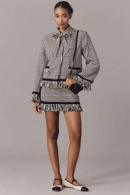 Hope for Flowers by Tracy Reese Plaid Fringe Mini Skirt