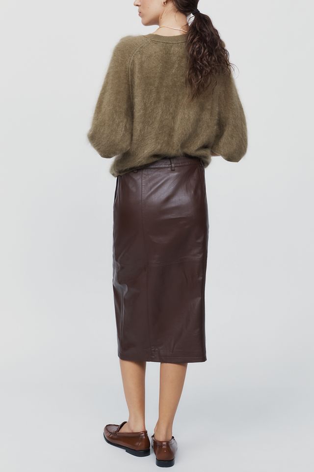 By Anthropologie Leather Snap Front Pencil Skirt #2