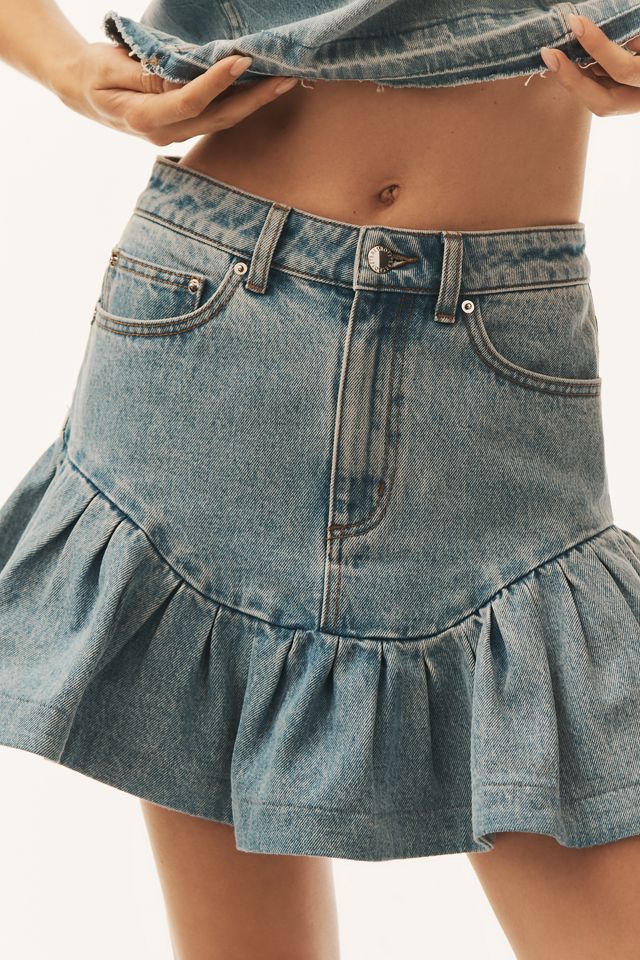 Retrofete Angelique Ruffled Denim Mini Skirt #1