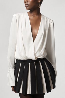 Retrofete Ludo Metallic Pleated Knit Mini Skirt