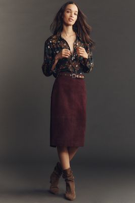Retrofete Marcella Suede Midi Skirt