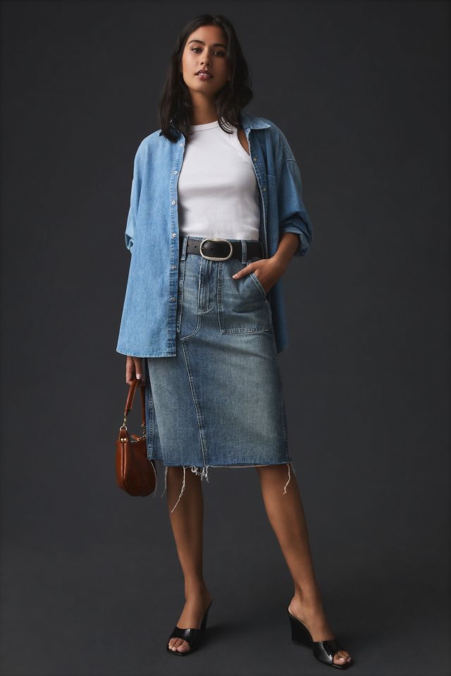 AMO Welder Denim Midi Skirt #3