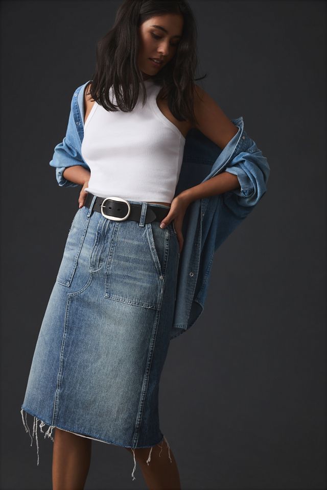 AMO Welder Denim Midi Skirt | Anthropologie