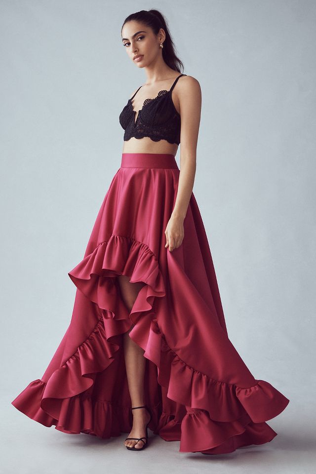 Morphine Fashion High-Low Ruffle-Hem Skirt | Anthropologie