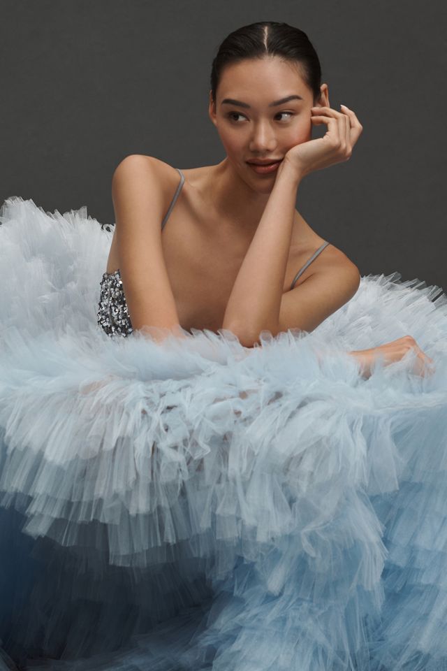 Morphine Fashion Gradient Tiered Ruffle Tulle Skirt | Anthropologie