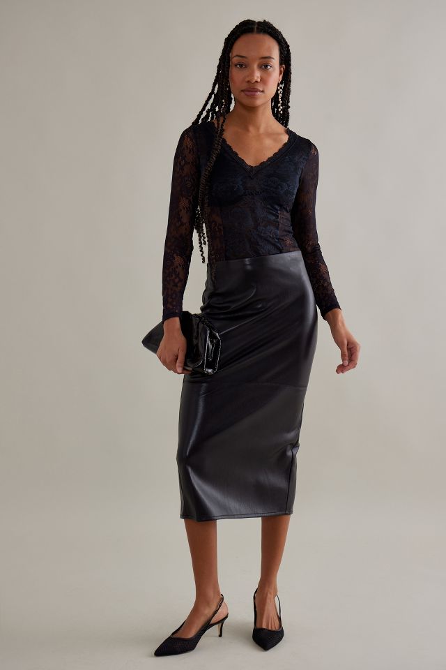 Good American Better Than Leather Midi Skirt  Anthropologie Japan -  Women's Clothing, Accessories & Home