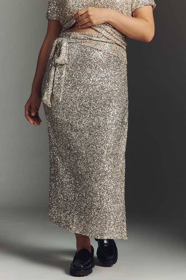 Never Fully Dressed Jaspre Sequin Wrap Maxi Skirt #1