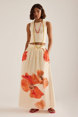 Never Fully Dressed Blurred Floral Maxi Skirt