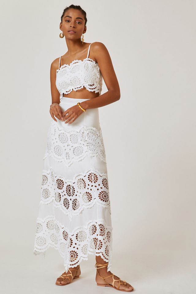 RAISSA Lace Midi Skirt | Anthropologie