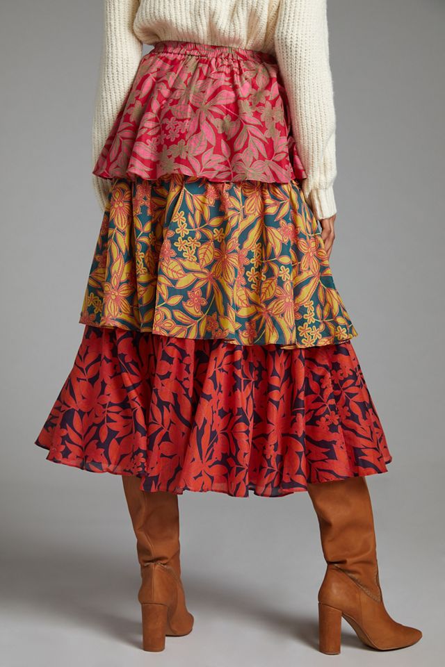 Floral Tiered Midi Skirt #3