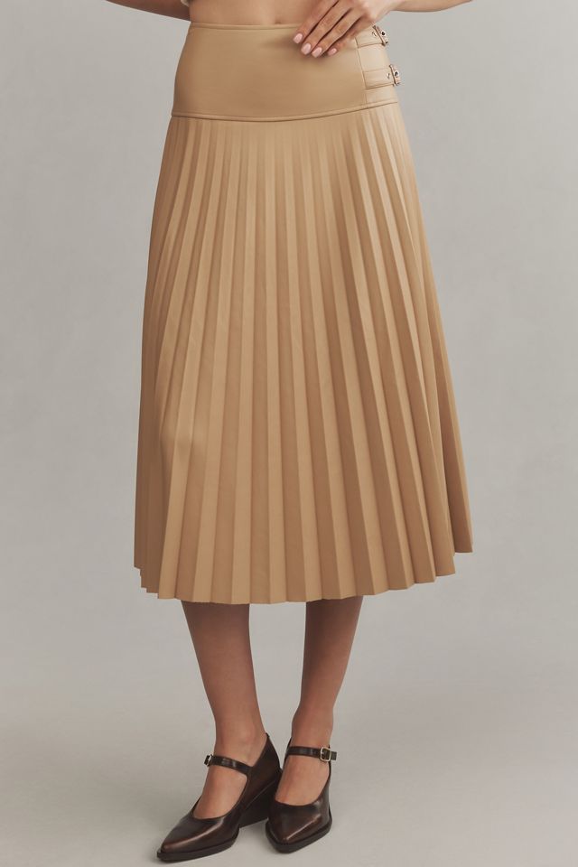 Caballero Belted Faux-Leather Midi Skirt #2