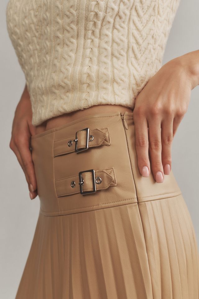 Caballero Belted Faux-Leather Midi Skirt #4