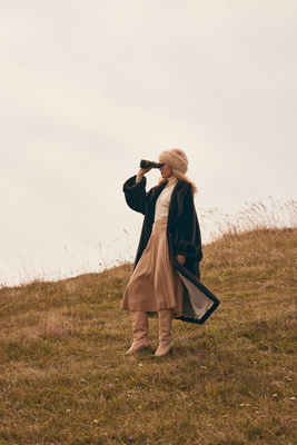 Jupe Mi-Longue en Simili Cuir avec Ceinture en Beige taille: S chez Anthropologie - Caballero - Modalova