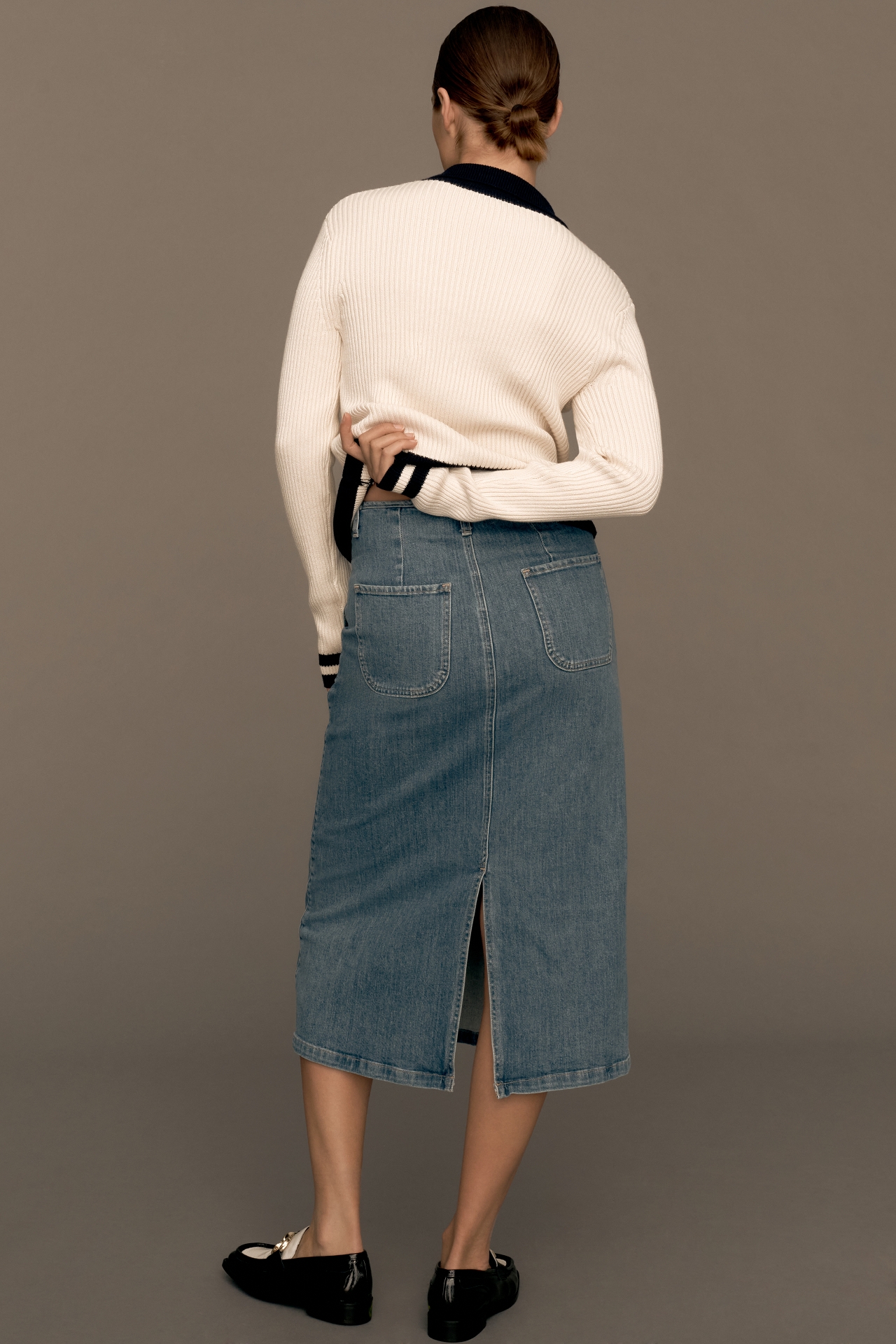 Le Jean Jocelyn Denim Midi Skirt