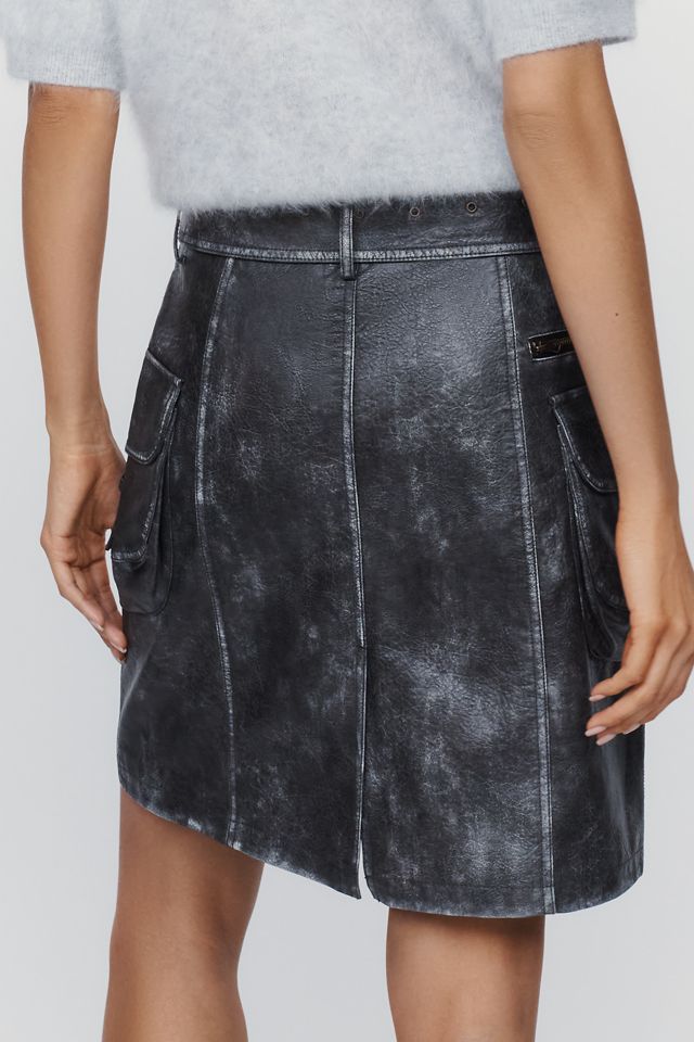 By Anthropologie Faux Leather Belted Skirt #3