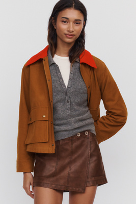 Pilcro Faux Leather Mini Skort by Anthropologie
