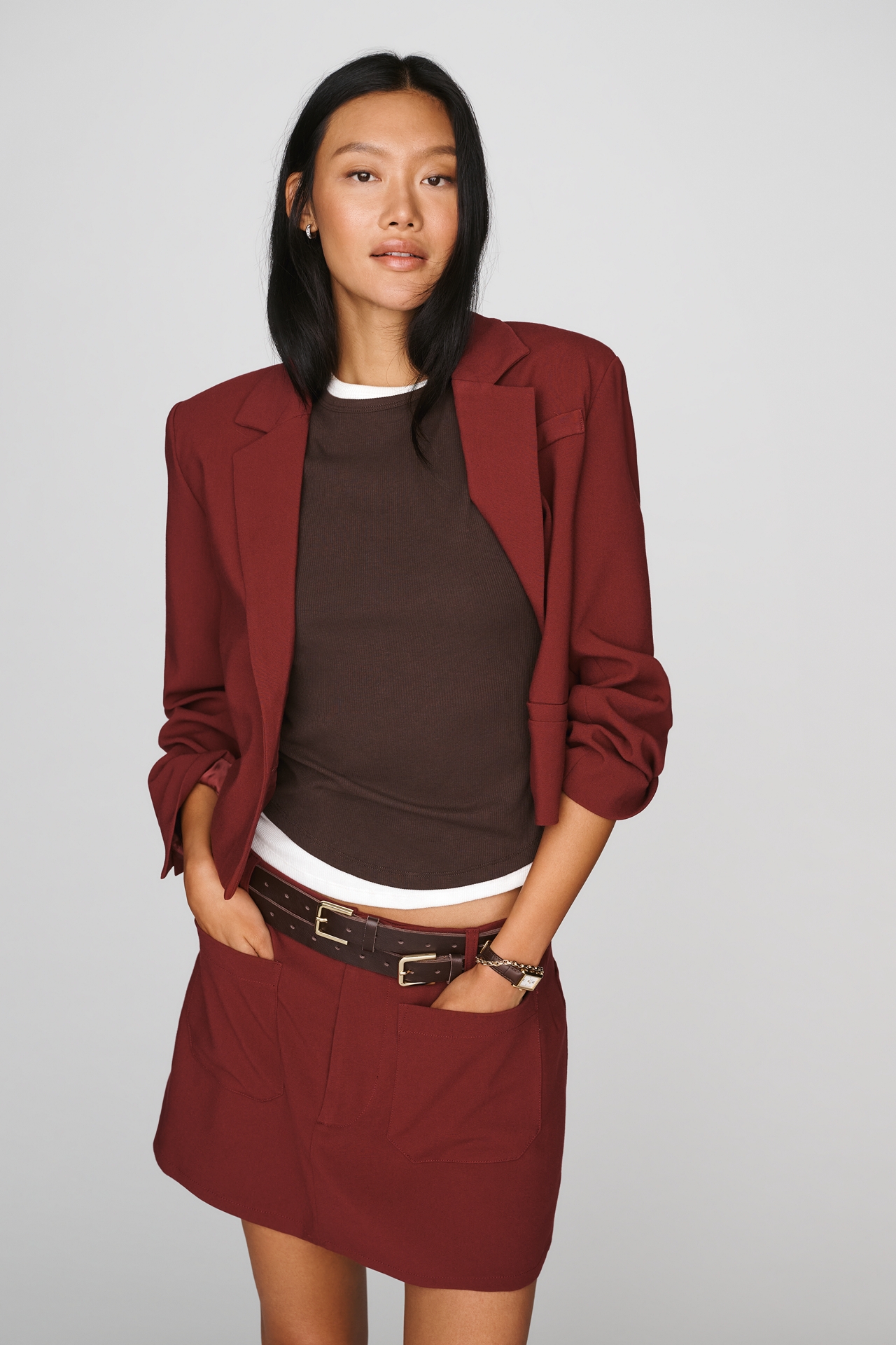 Maeve Colette Menswear Mini Skirt Magic Fabric