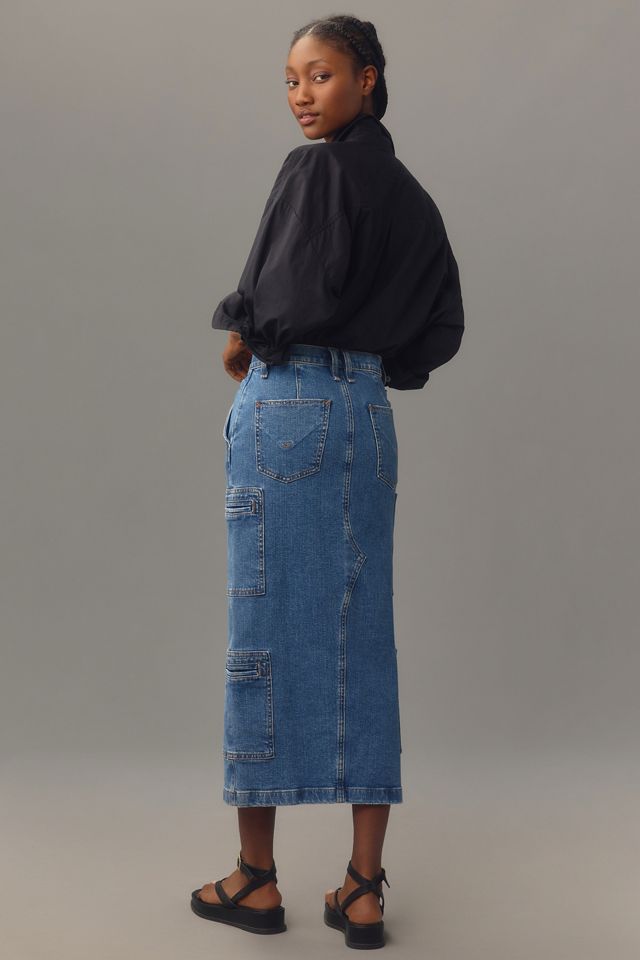 Hudson Cargo Denim Midi Skirt | Anthropologie