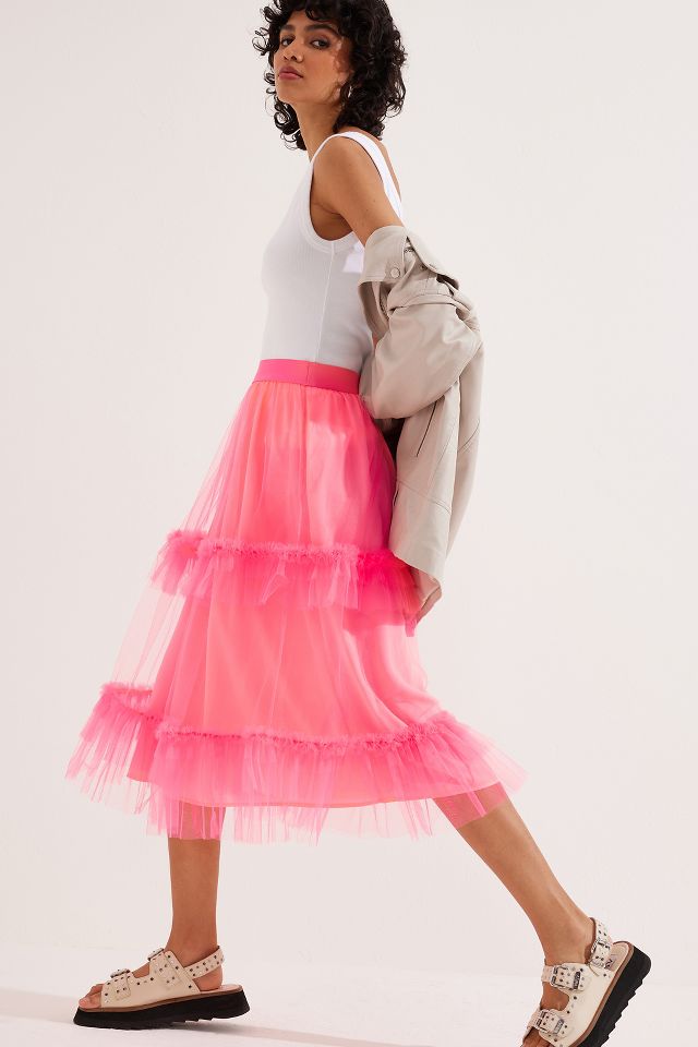 Anthropologie pink tulle outlet skirt