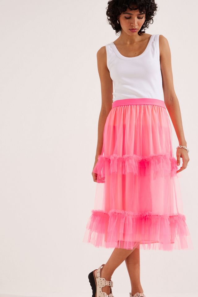 Tulle Ruffle Midi Skirt | Anthropologie UK