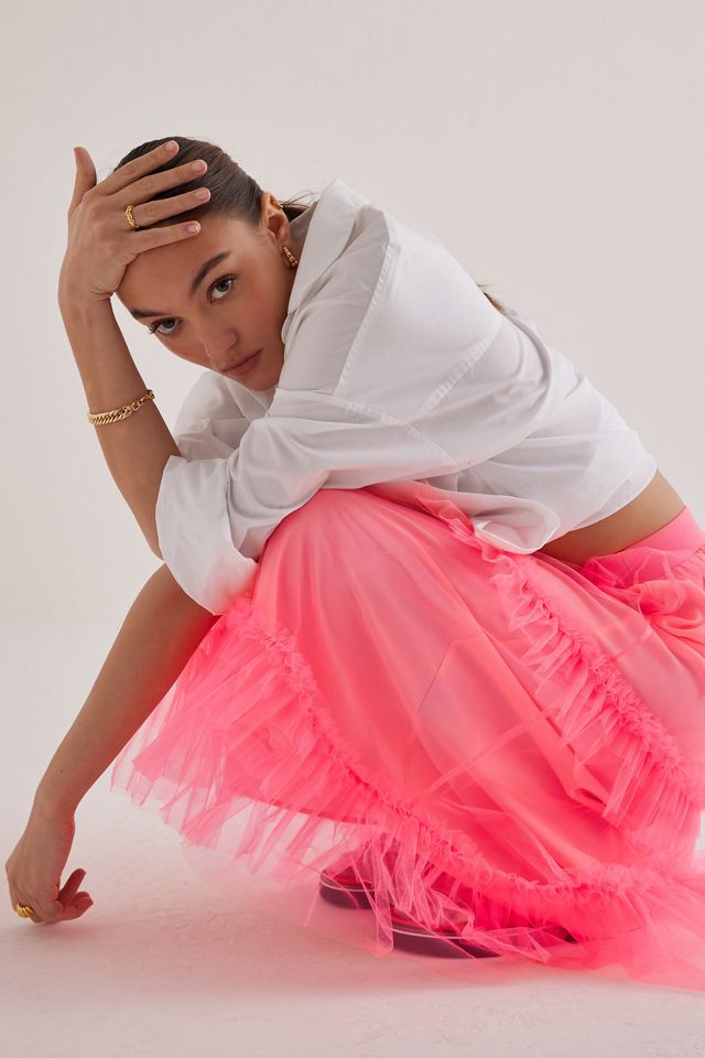 Tulle Ruffle Midi Skirt | Anthropologie UK