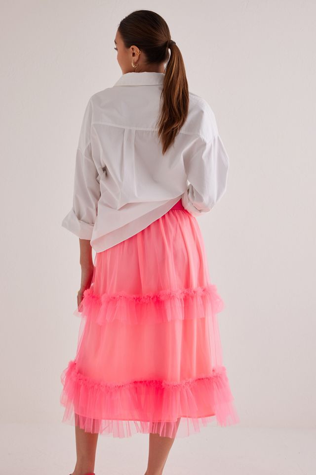 Tulle Ruffle Midi Skirt | Anthropologie UK