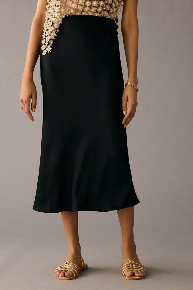 By Anthropologie Bias Satin Midi Skirt #1