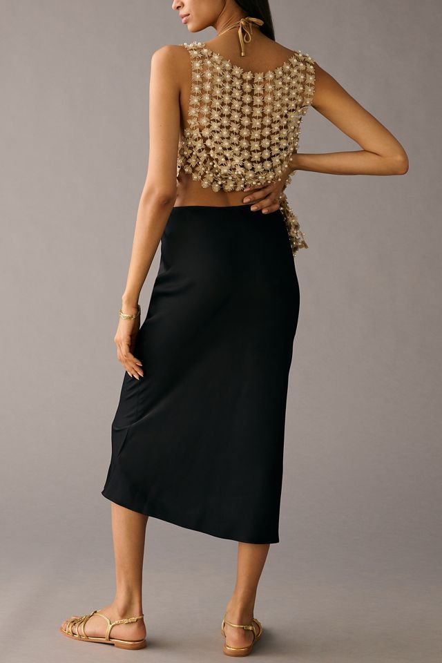 By Anthropologie Bias Satin Midi Skirt #2