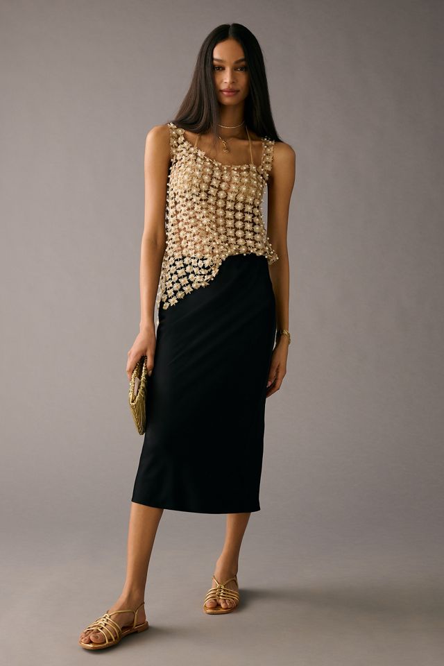 By Anthropologie Bias Satin Midi Skirt #3